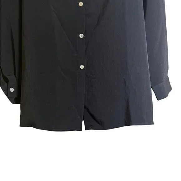 NWT Susan Graver Women's Black Crinkle Peachskin Big Shirt Size 1X - Picture 4 of 12
